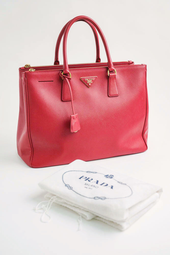 Red Saffiano Leather Shoulder Bag