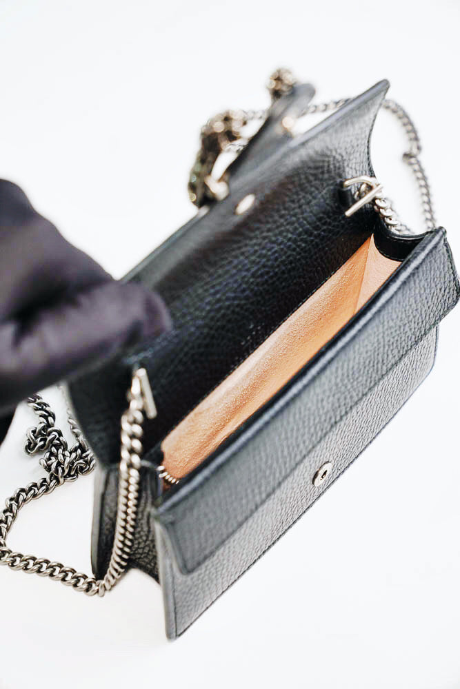 Gucci Dionysus Leather Super Mini Bag (Black)