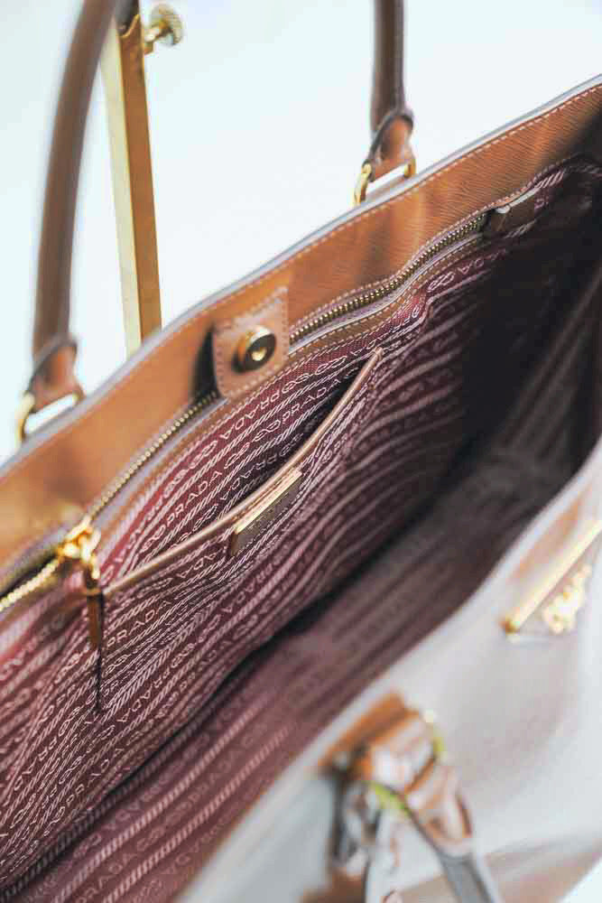Prada Old Rose Saffiano Lux Leather Large Executive Tote For Sale