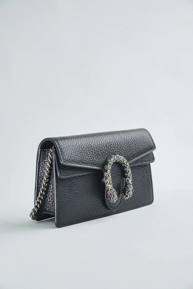 Gucci Dionysus Leather Super Mini Bag (Black)