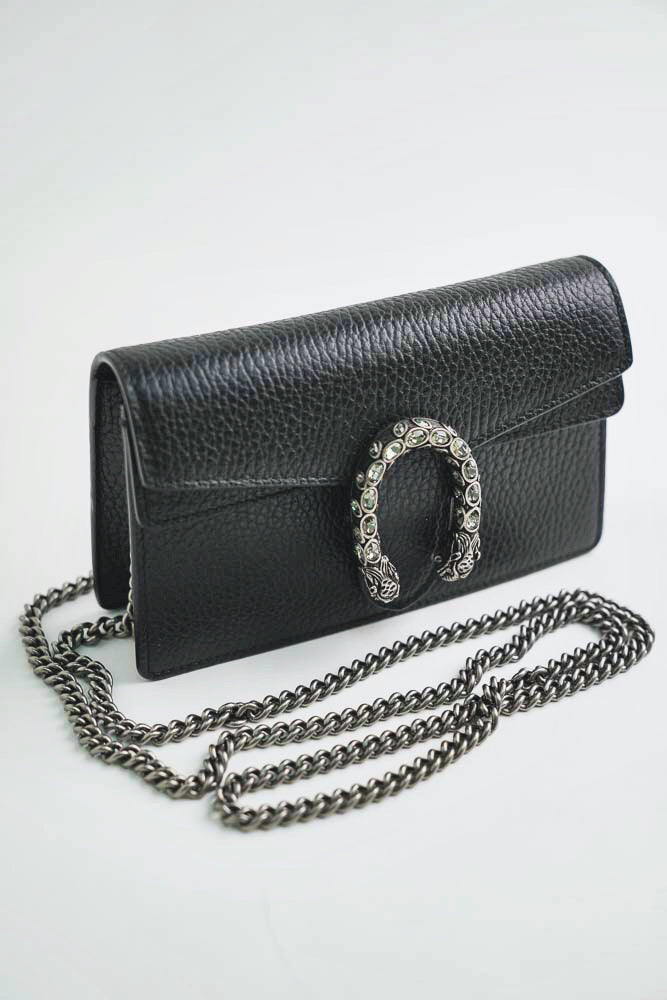 Gucci Dionysus Super Mini Bag With Crystals In Black