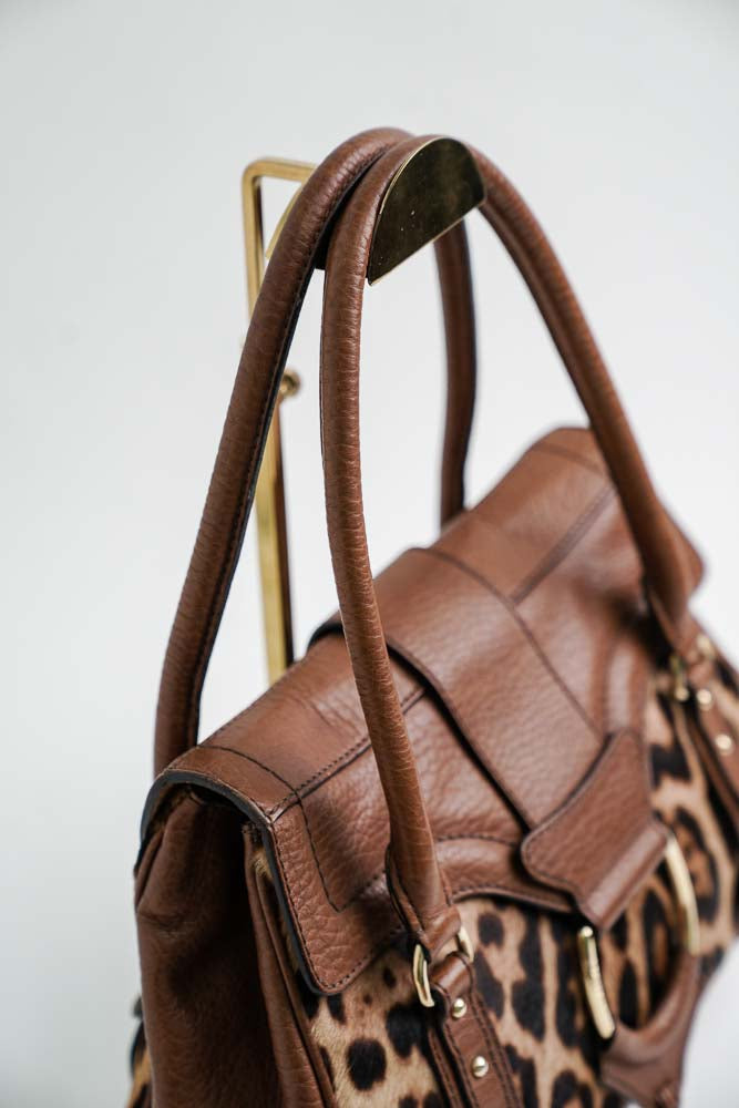DOLCE & GABBANA Leopard Print leather D-Ring handbag