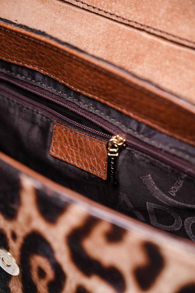 DOLCE & GABBANA Leopard Print leather D-Ring handbag