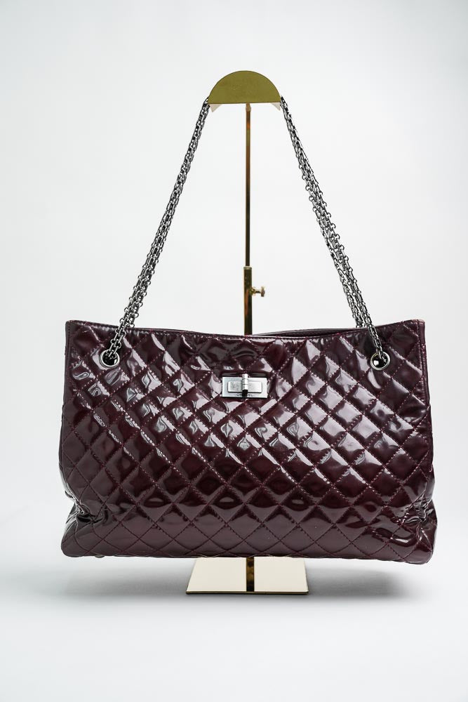 CHANEL Patent Calfskin Quilted Reissue 2.55 Tote